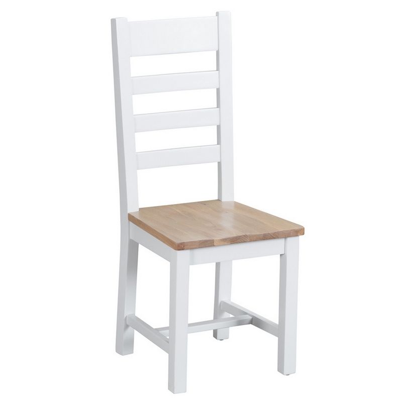 Pair of Lighthouse Ladder Back Dining Chairs Oak White