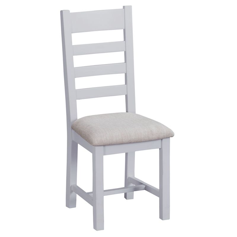 Lighthouse Ladder Back Dining Chair Grey & Oak With Fabric Seat
