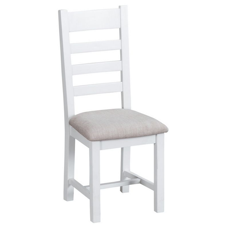 Pair of Lighthouse Dining Chairs Oak with Padded Seat White