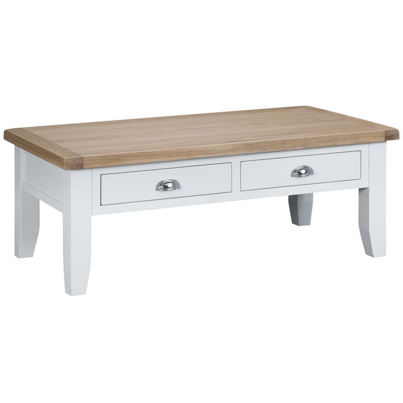 Lighthouse Coffee Table Oak White 2 Drawers