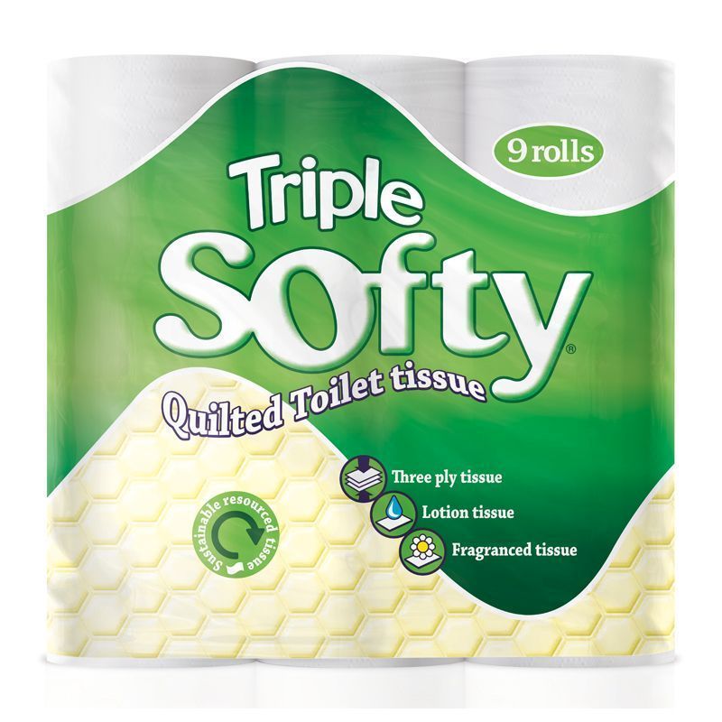 9 Pack Triple Soft White 3 Ply Toilet Tissue