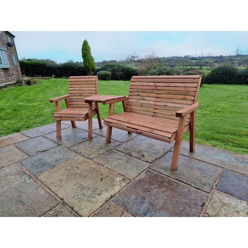 Swedish Redwood Angled Garden Tete a Tete by Croft - 3 Seats