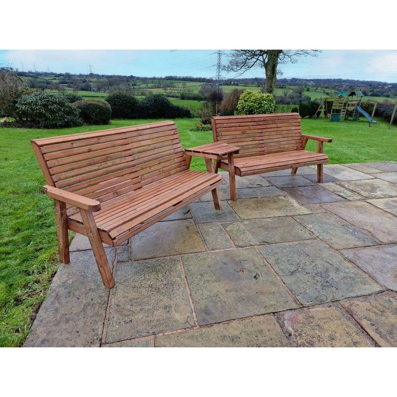 Swedish Redwood Angled Garden Tete a Tete by Croft - 6 Seats
