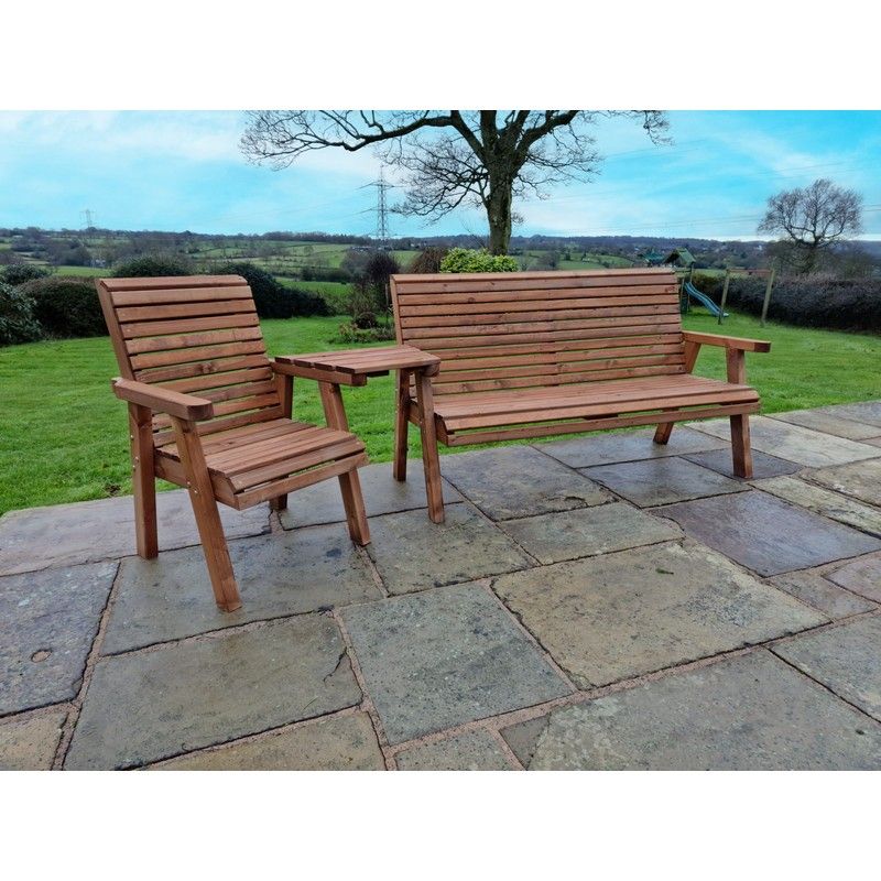 Swedish Redwood Angled Garden Tete a Tete by Croft - 4 Seats