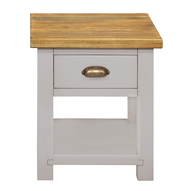 Dovetale Lamp Table Grey & Oak 1 Shelf 1 Drawer