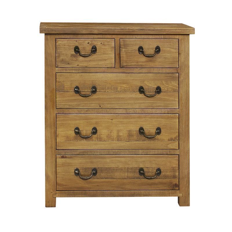 Rustic Pine Chest Of 5 Drawers