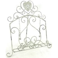 See more information about the Shabby Chic Recipe Book Holder Metal Cream with Heart Pattern - 39cm